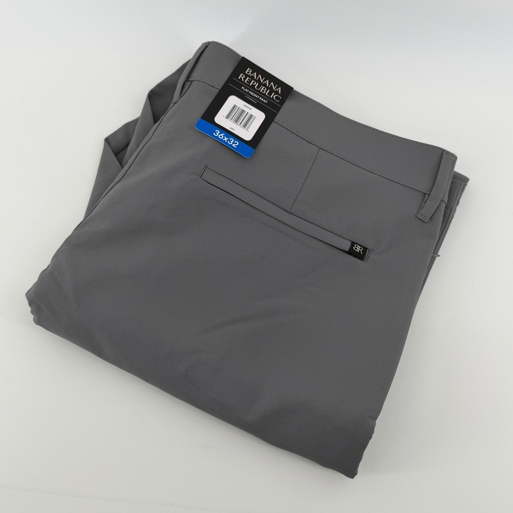 Banana Republic Mens Flat Front Pants Gray 36x32 1557516 Polyester Trousers